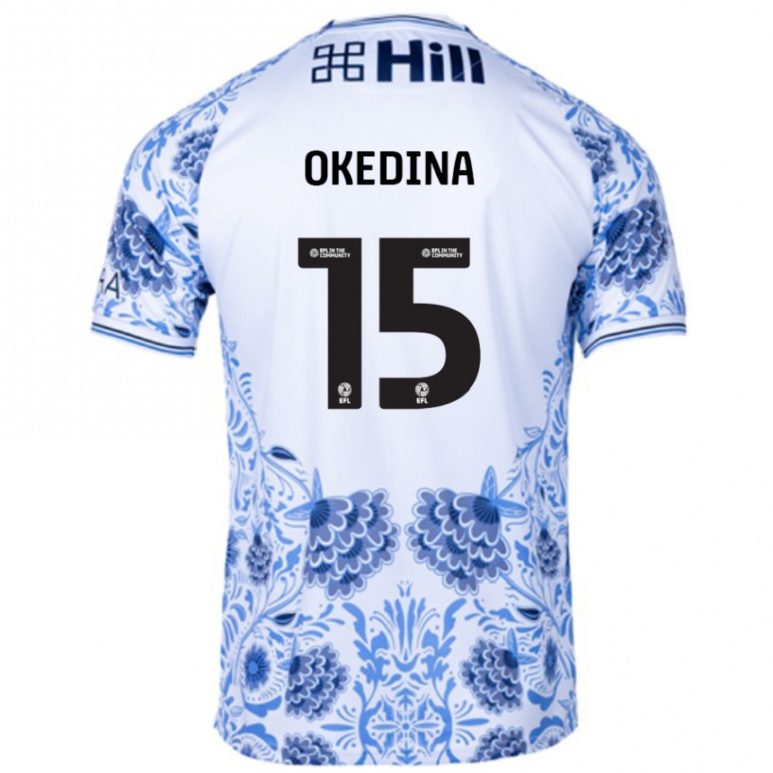 Kids Football Jubril Okedina #15 White Blue Away Jersey 2024/25 T-Shirt Canada