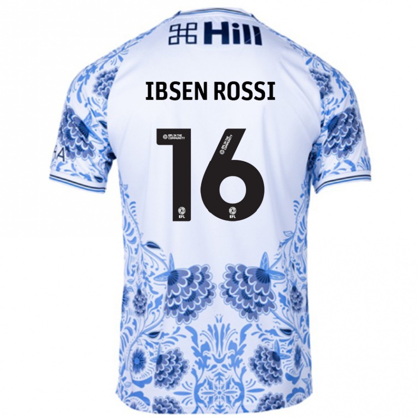 Kids Football Zeno Ibsen Rossi #16 White Blue Away Jersey 2024/25 T-Shirt Canada