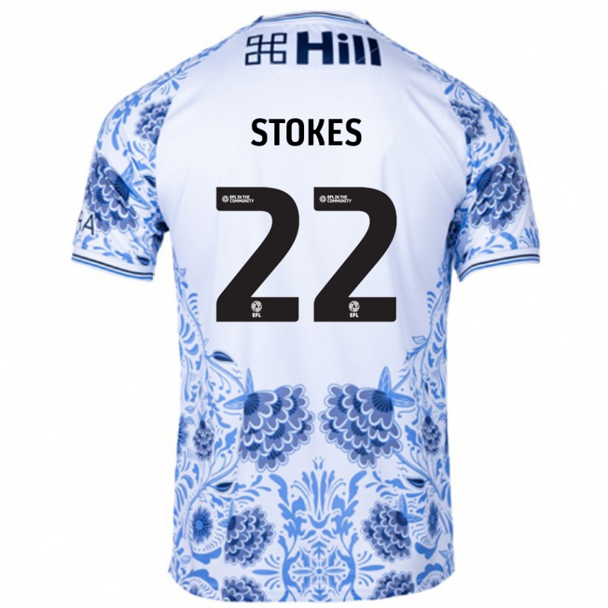 Kids Football Josh Stokes #22 White Blue Away Jersey 2024/25 T-Shirt Canada