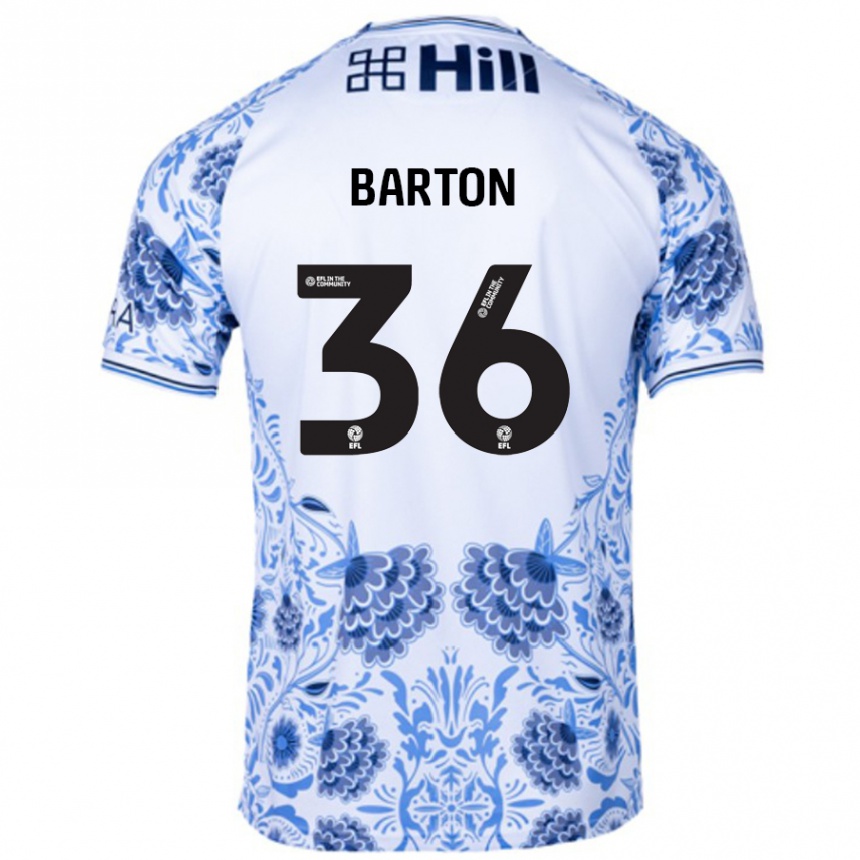 Kids Football Dan Barton #36 White Blue Away Jersey 2024/25 T-Shirt Canada