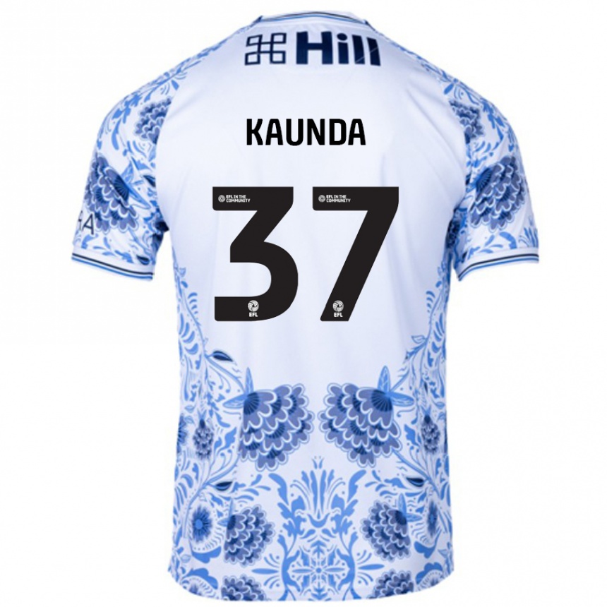 Kids Football Amaru Kaunda #37 White Blue Away Jersey 2024/25 T-Shirt Canada