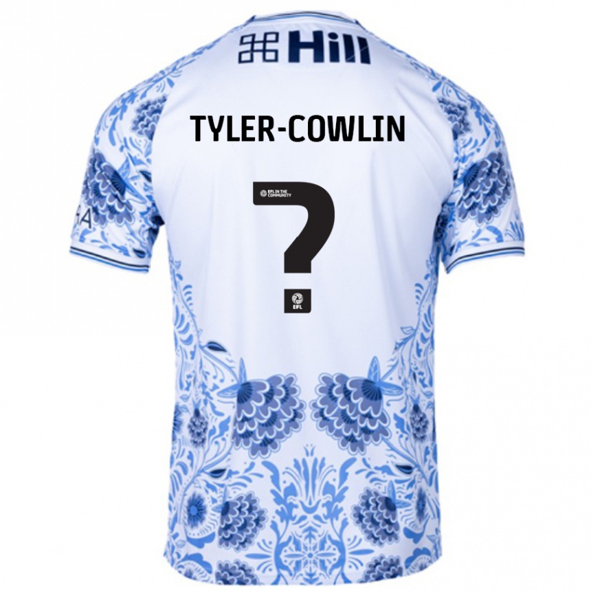 Kids Football Danny Tyler-Cowlin #0 White Blue Away Jersey 2024/25 T-Shirt Canada