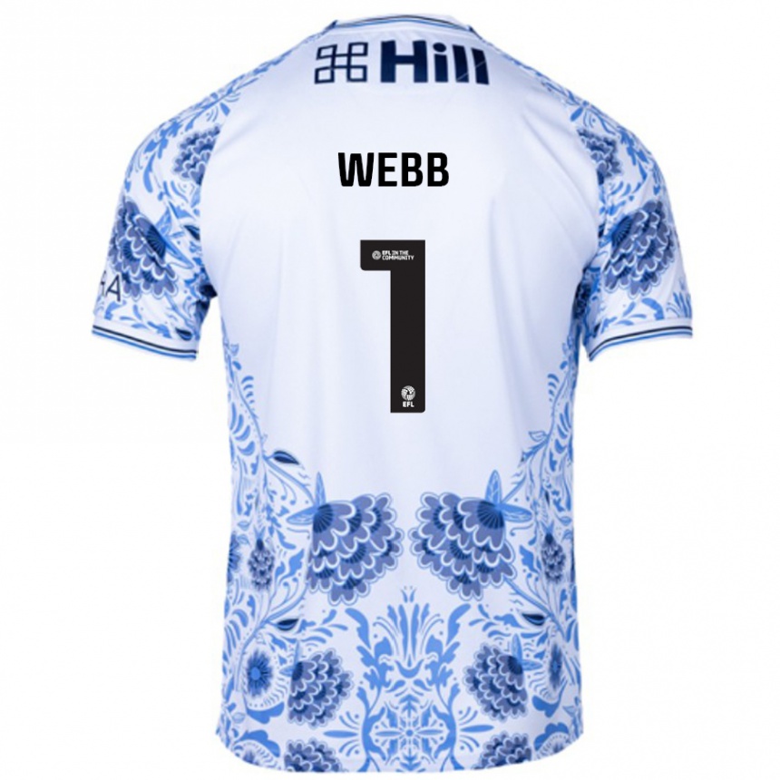 Kids Football Lauren Webb #1 White Blue Away Jersey 2024/25 T-Shirt Canada