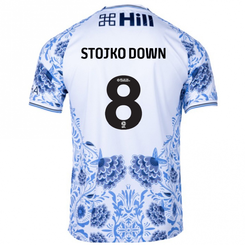 Kids Football Alysha Stojko-Down #8 White Blue Away Jersey 2024/25 T-Shirt Canada