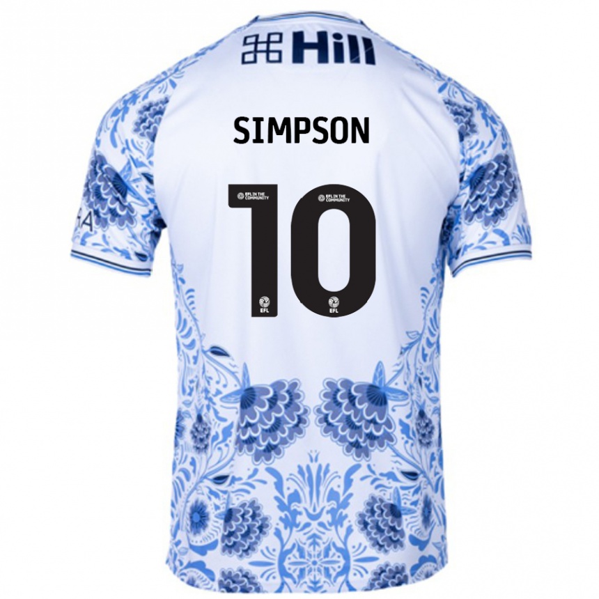 Kids Football Harley-Jean Simpson #10 White Blue Away Jersey 2024/25 T-Shirt Canada