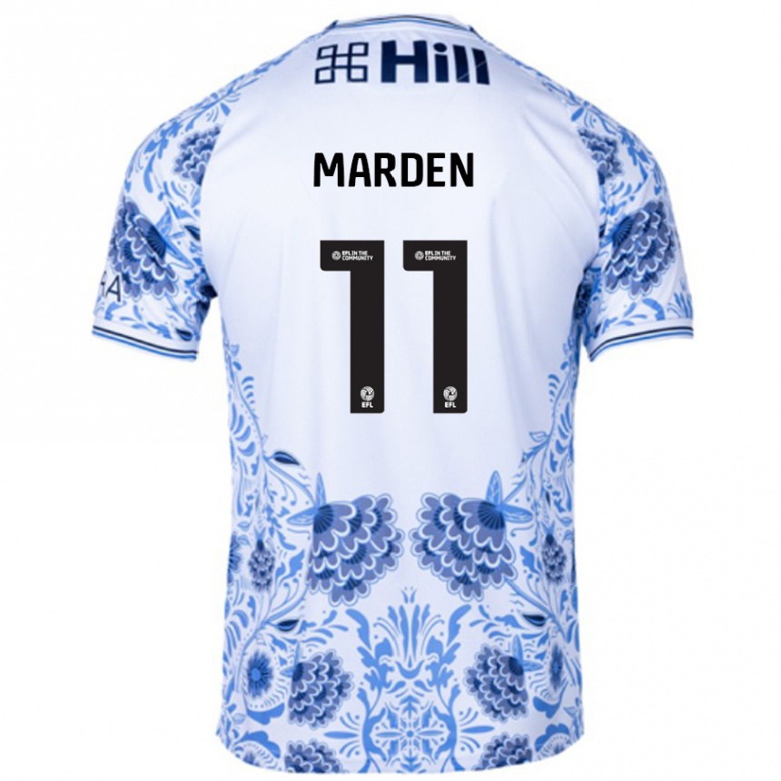 Kids Football Ella Marden #11 White Blue Away Jersey 2024/25 T-Shirt Canada