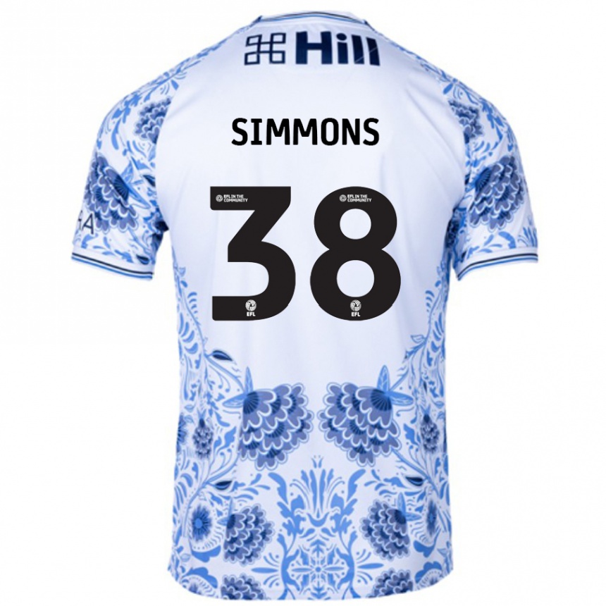 Kids Football Bella Simmons #38 White Blue Away Jersey 2024/25 T-Shirt Canada