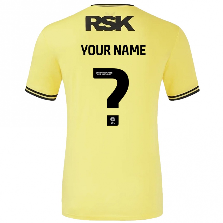 Kids Football Your Name #0 Yellow Black Away Jersey 2024/25 T-Shirt Canada