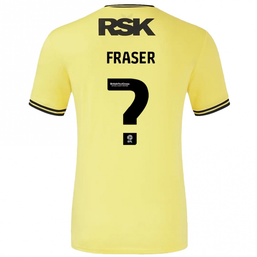 Kids Football Scott Fraser #0 Yellow Black Away Jersey 2024/25 T-Shirt Canada