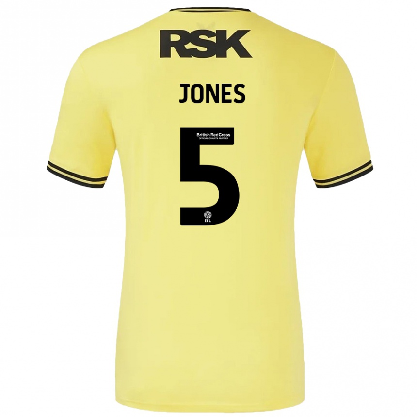 Kids Football Lloyd Jones #5 Yellow Black Away Jersey 2024/25 T-Shirt Canada