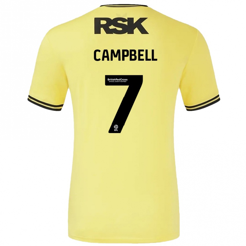 Kids Football Tyreece Campbell #7 Yellow Black Away Jersey 2024/25 T-Shirt Canada