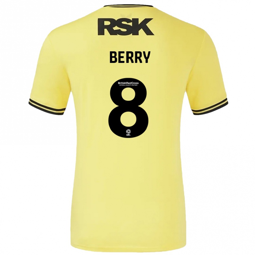 Kids Football Luke Berry #8 Yellow Black Away Jersey 2024/25 T-Shirt Canada