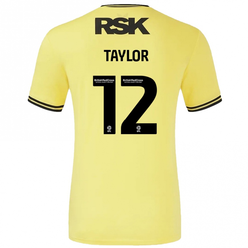 Kids Football Terry Taylor #12 Yellow Black Away Jersey 2024/25 T-Shirt Canada