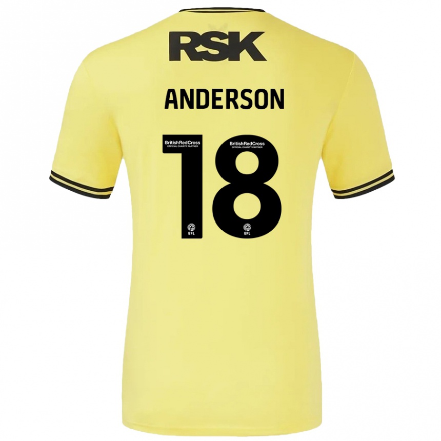 Kids Football Karoy Anderson #18 Yellow Black Away Jersey 2024/25 T-Shirt Canada