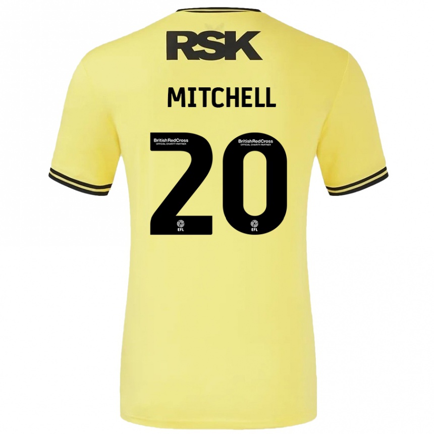 Kids Football Zach Mitchell #20 Yellow Black Away Jersey 2024/25 T-Shirt Canada