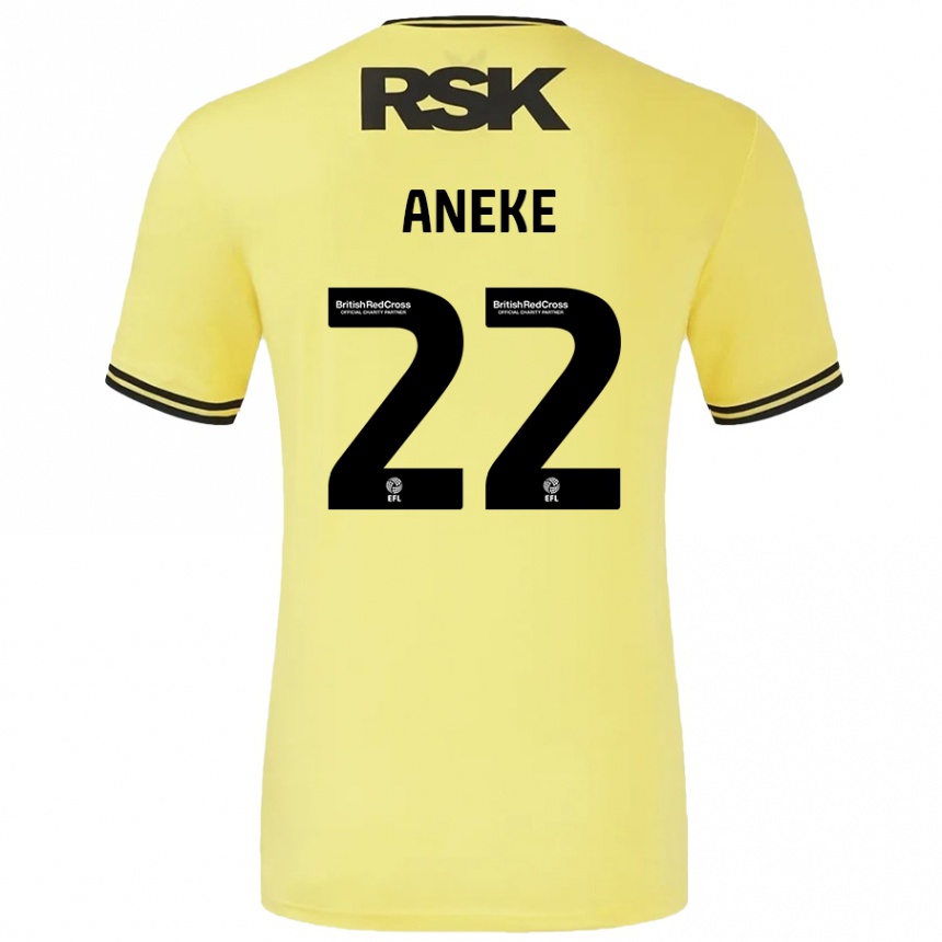 Kids Football Chuks Aneke #22 Yellow Black Away Jersey 2024/25 T-Shirt Canada