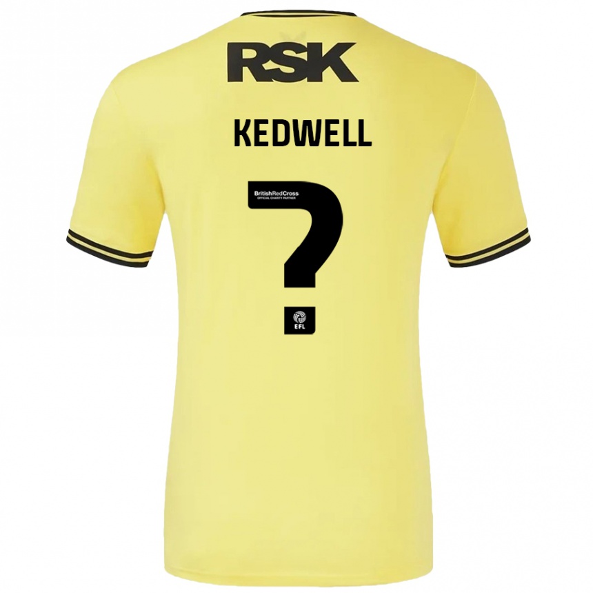 Kids Football Harvey Kedwell #0 Yellow Black Away Jersey 2024/25 T-Shirt Canada