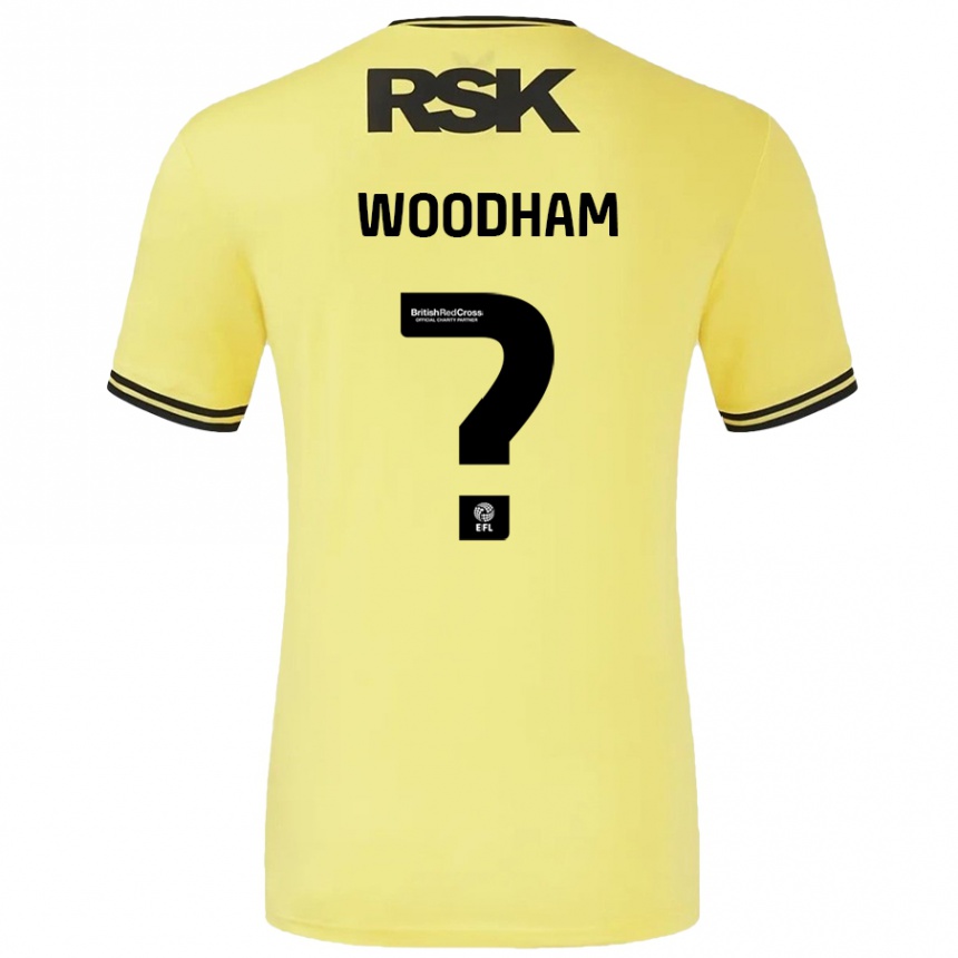 Kids Football Finley Woodham #0 Yellow Black Away Jersey 2024/25 T-Shirt Canada