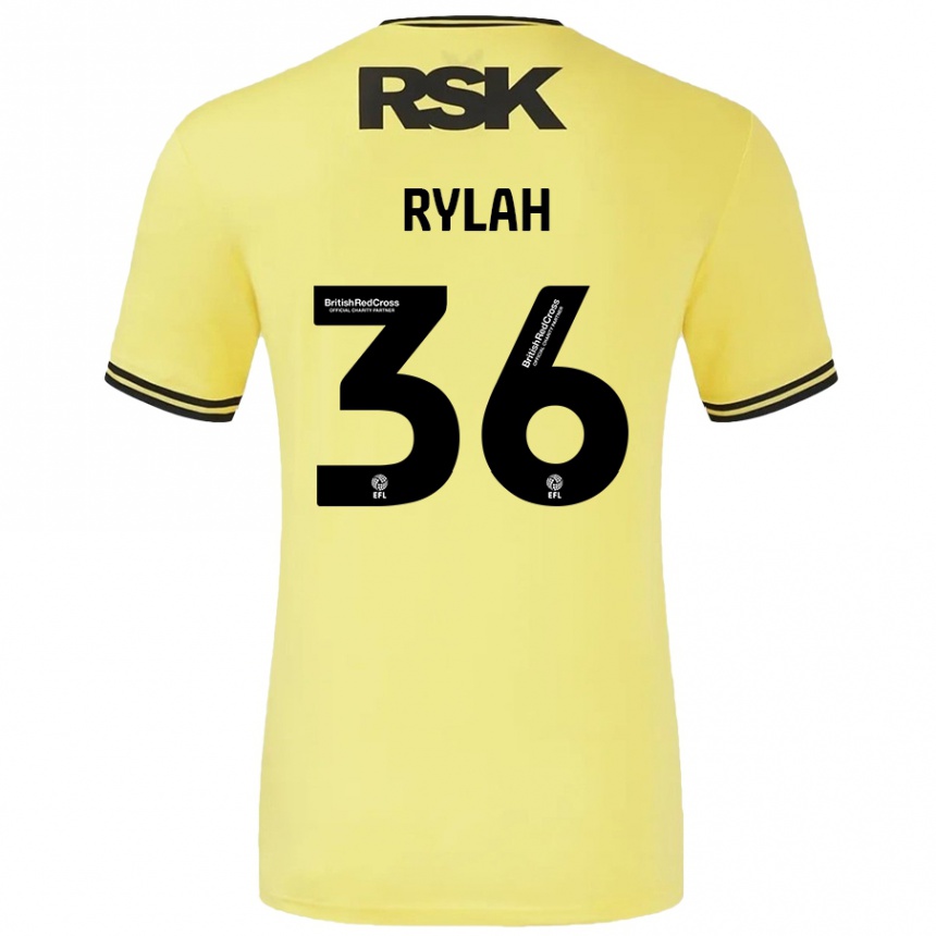 Kids Football Henry Rylah #36 Yellow Black Away Jersey 2024/25 T-Shirt Canada