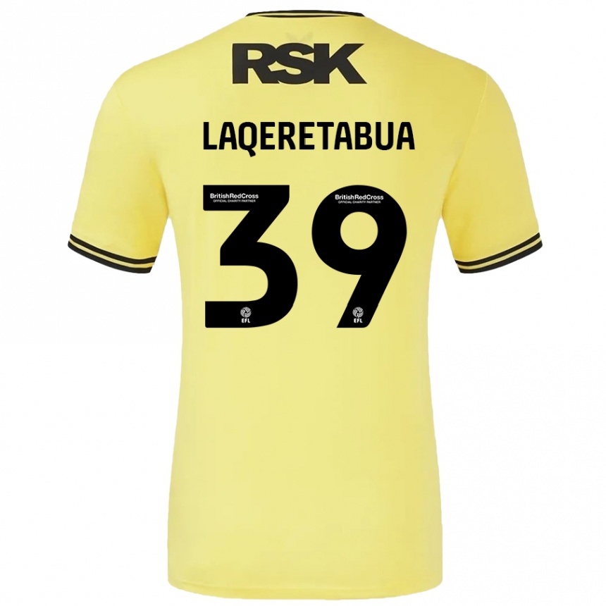 Kids Football Josh Laqeretabua #39 Yellow Black Away Jersey 2024/25 T-Shirt Canada