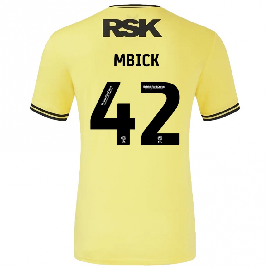 Kids Football Micah Mbick #42 Yellow Black Away Jersey 2024/25 T-Shirt Canada