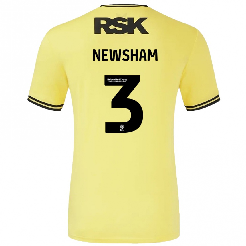 Kids Football Charlotte Newsham #3 Yellow Black Away Jersey 2024/25 T-Shirt Canada