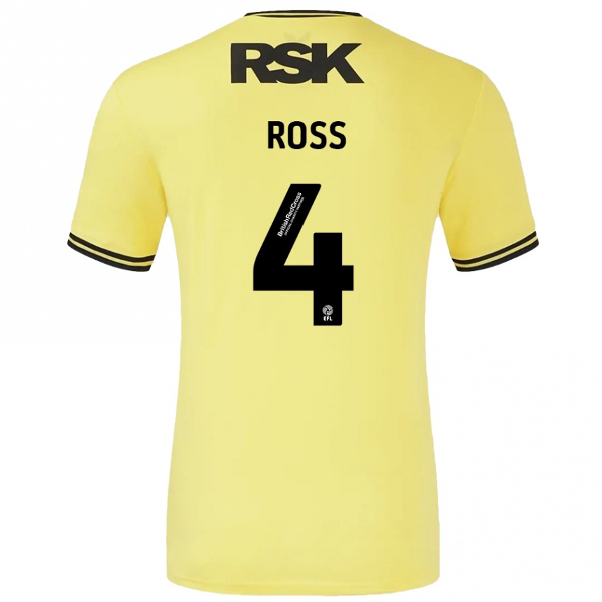 Kids Football Mia Ross #4 Yellow Black Away Jersey 2024/25 T-Shirt Canada