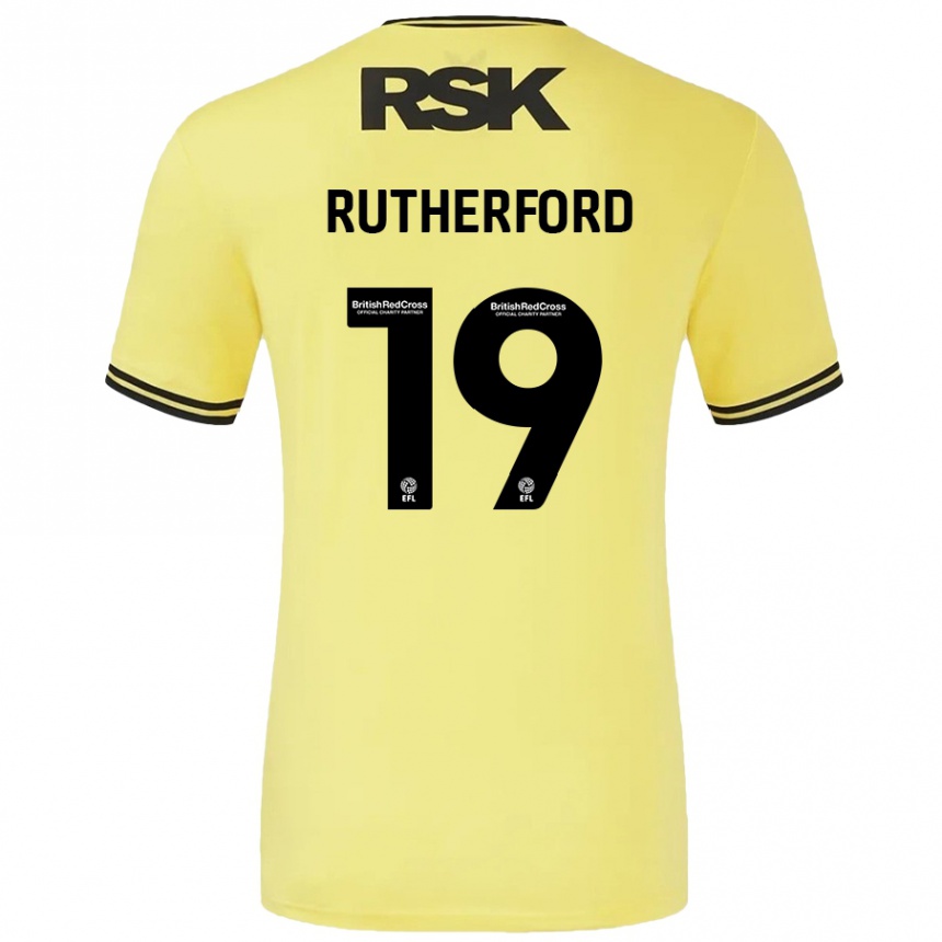 Kids Football Ella Rutherford #19 Yellow Black Away Jersey 2024/25 T-Shirt Canada