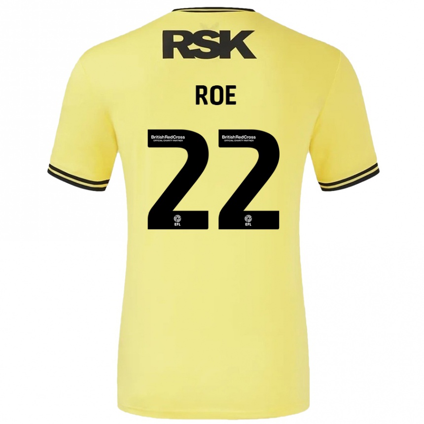 Kids Football Bethan Roe #22 Yellow Black Away Jersey 2024/25 T-Shirt Canada