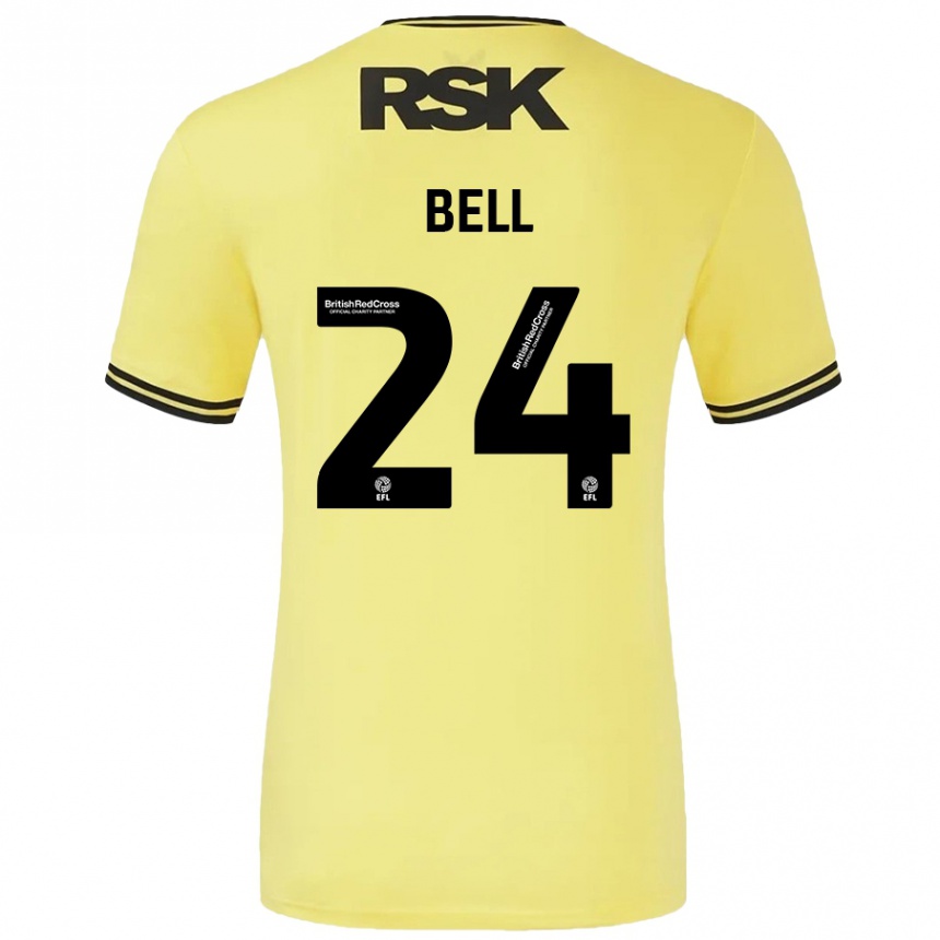 Kids Football Taylor Bell #24 Yellow Black Away Jersey 2024/25 T-Shirt Canada