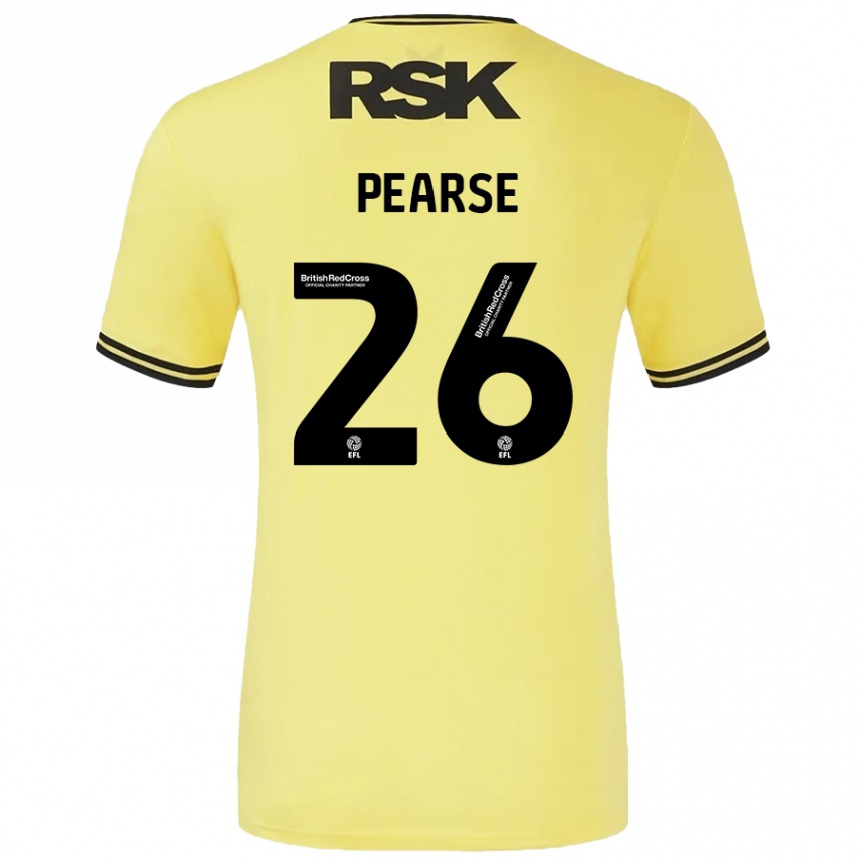 Kids Football Gracie Pearse #26 Yellow Black Away Jersey 2024/25 T-Shirt Canada