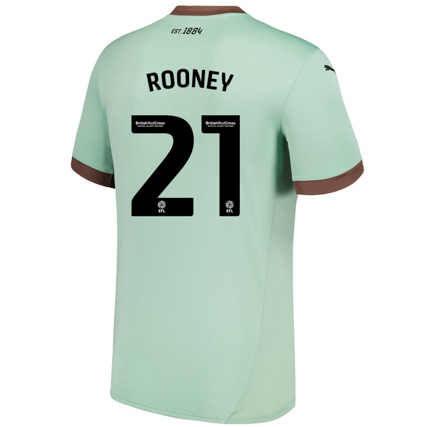 Kids Football Jake Rooney #21 Pale Green Away Jersey 2024/25 T-Shirt Canada