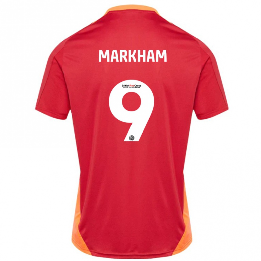 Kids Football Jenna Markham #9 Blue Off White Away Jersey 2024/25 T-Shirt Canada