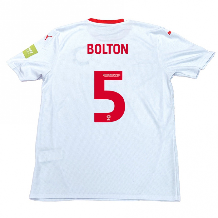 Kids Football James Bolton #5 White Away Jersey 2024/25 T-Shirt Canada