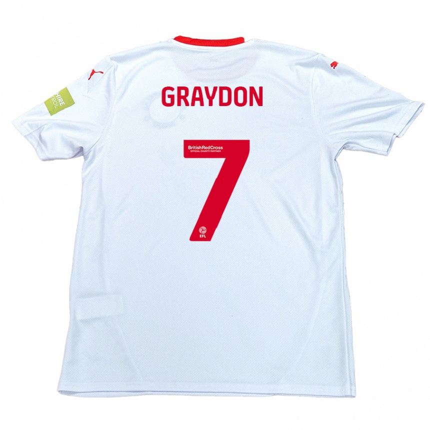 Kids Football Ryan Graydon #7 White Away Jersey 2024/25 T-Shirt Canada