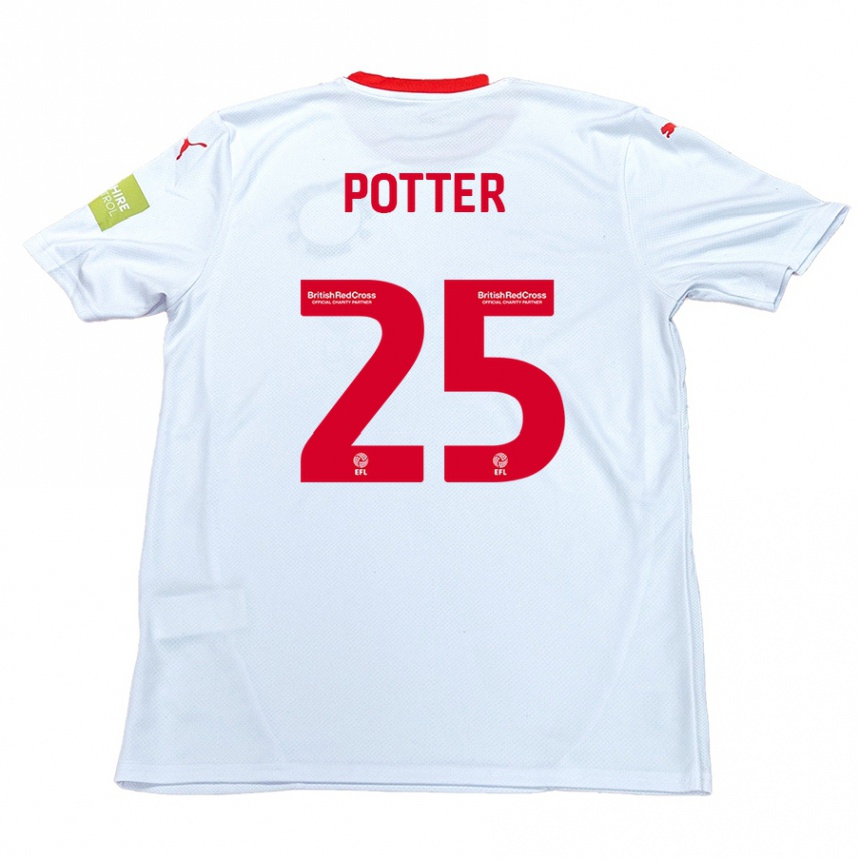 Kids Football Finley Potter #25 White Away Jersey 2024/25 T-Shirt Canada