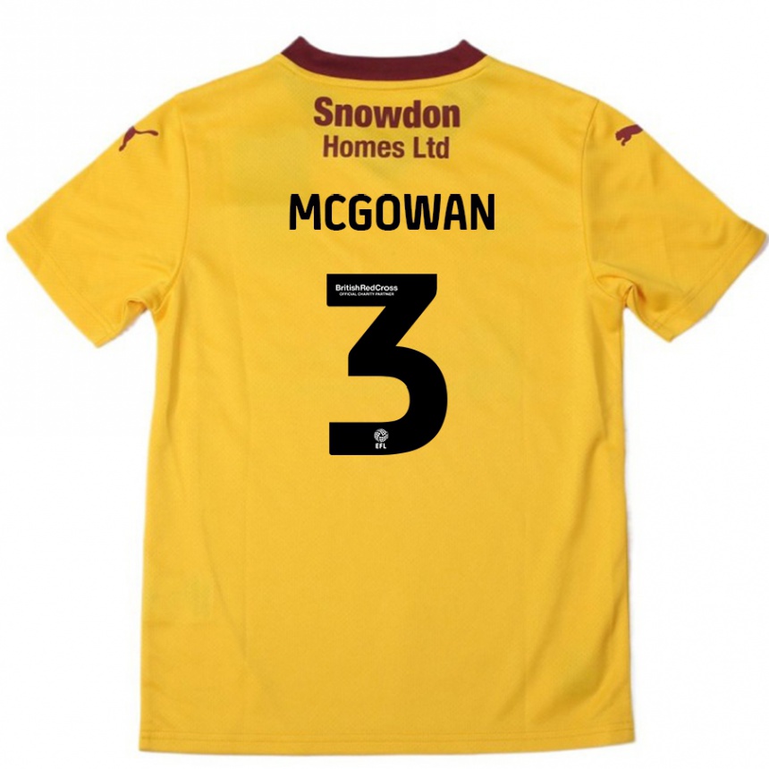 Kids Football Aaron Mcgowan #3 Orange  Burgundy Away Jersey 2024/25 T-Shirt Canada