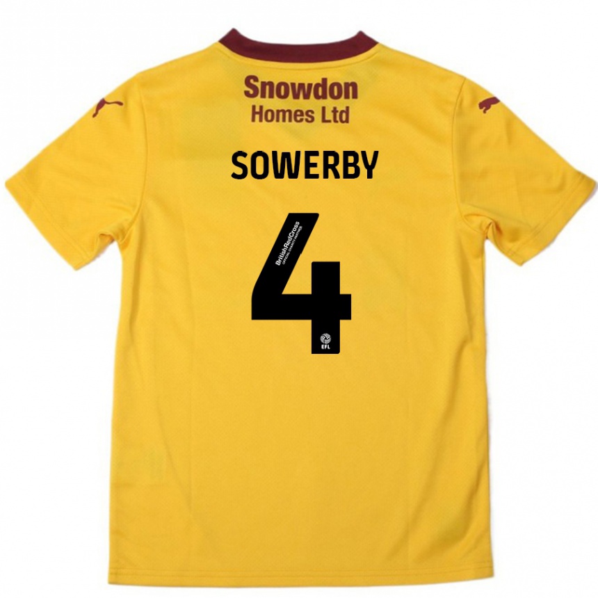 Kids Football Jack Sowerby #4 Orange  Burgundy Away Jersey 2024/25 T-Shirt Canada