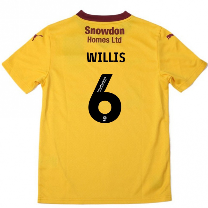 Kids Football Jordan Willis #6 Orange  Burgundy Away Jersey 2024/25 T-Shirt Canada