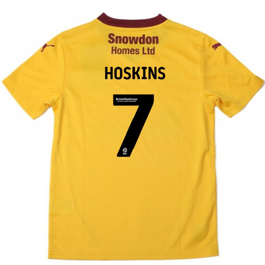 Kids Football Sam Hoskins #7 Orange  Burgundy Away Jersey 2024/25 T-Shirt Canada