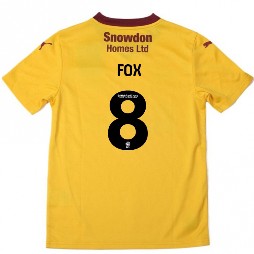 Kids Football Ben Fox #8 Orange  Burgundy Away Jersey 2024/25 T-Shirt Canada