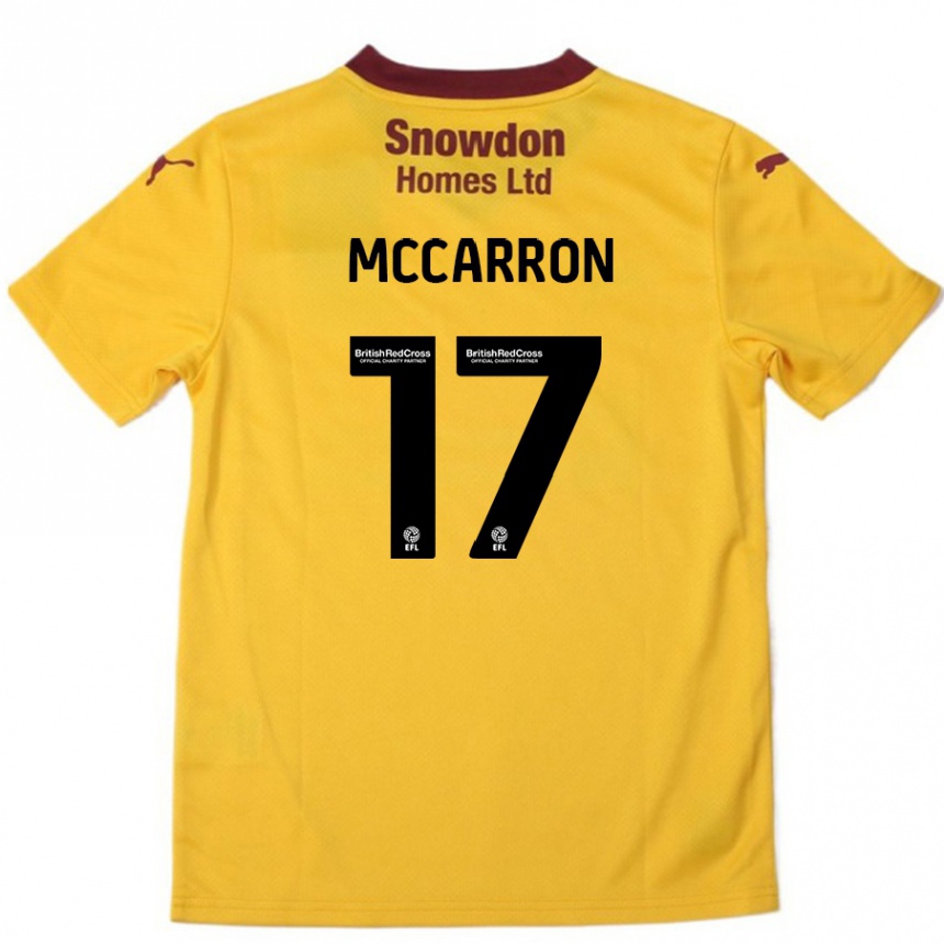 Kids Football Liam Mccarron #17 Orange  Burgundy Away Jersey 2024/25 T-Shirt Canada