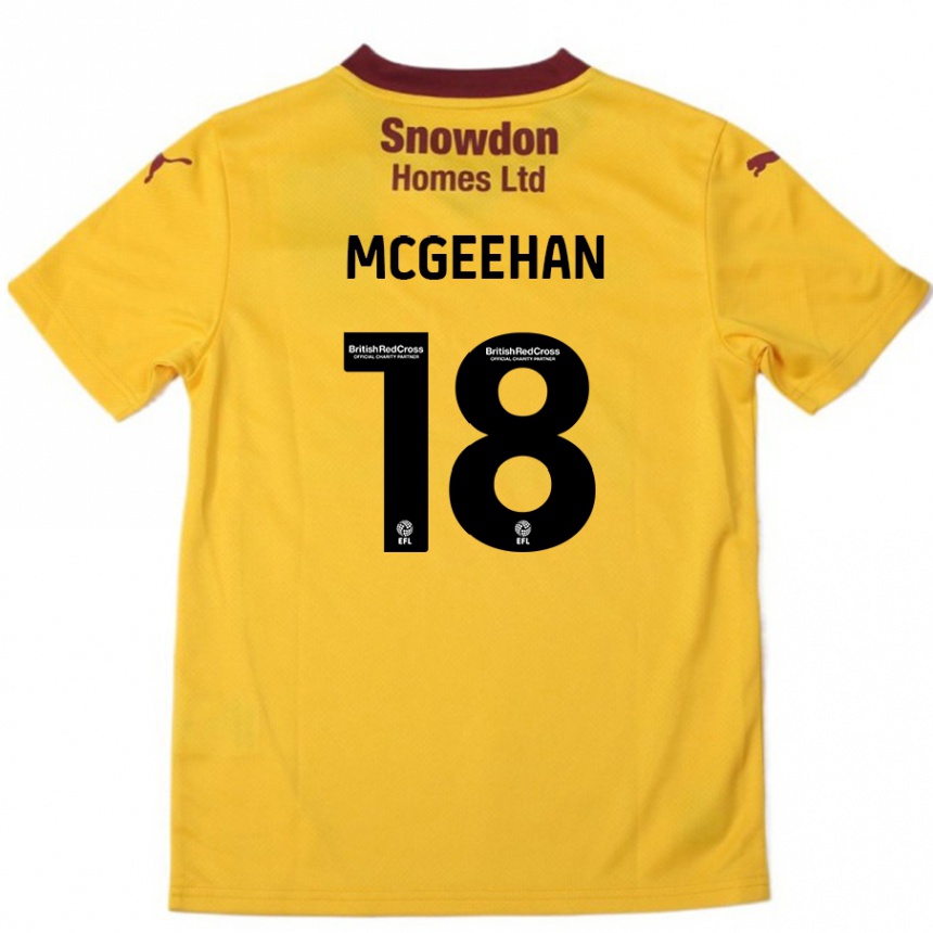 Kids Football Cameron Mcgeehan #18 Orange  Burgundy Away Jersey 2024/25 T-Shirt Canada