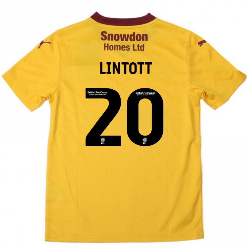 Kids Football Harvey Lintott #20 Orange  Burgundy Away Jersey 2024/25 T-Shirt Canada