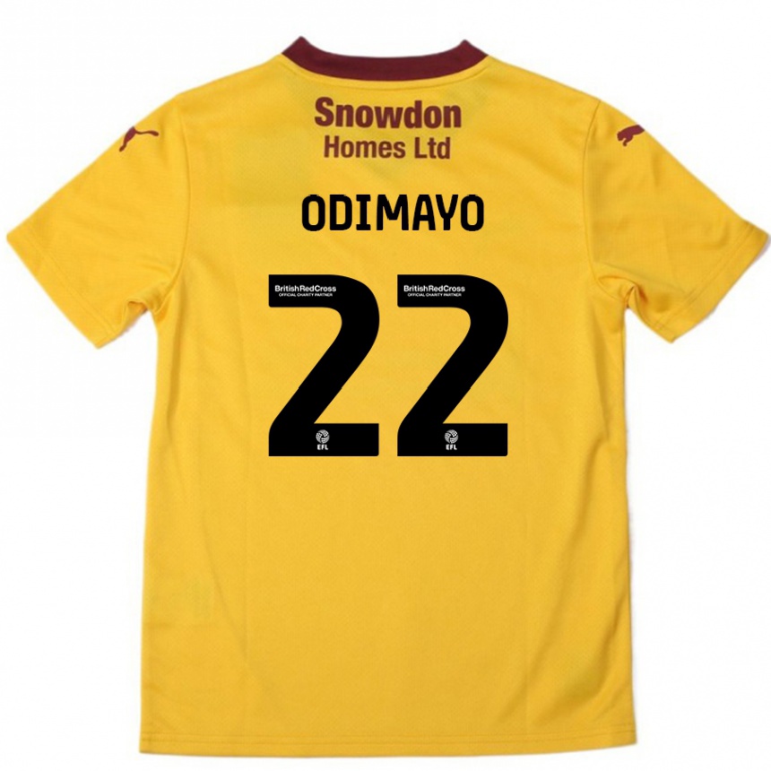 Kids Football Akin Odimayo #22 Orange  Burgundy Away Jersey 2024/25 T-Shirt Canada