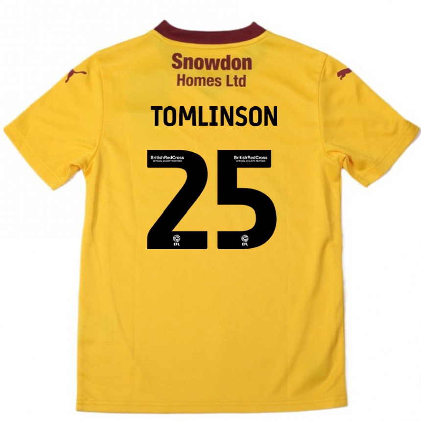 Kids Football Josh Tomlinson #25 Orange  Burgundy Away Jersey 2024/25 T-Shirt Canada