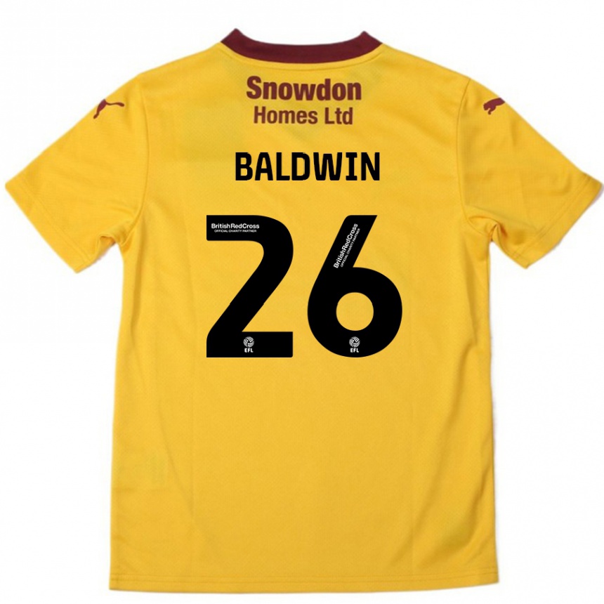 Kids Football Jack Baldwin #26 Orange  Burgundy Away Jersey 2024/25 T-Shirt Canada