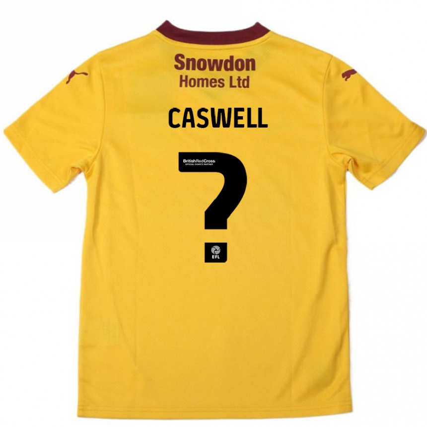 Kids Football Jordan Caswell #0 Orange  Burgundy Away Jersey 2024/25 T-Shirt Canada