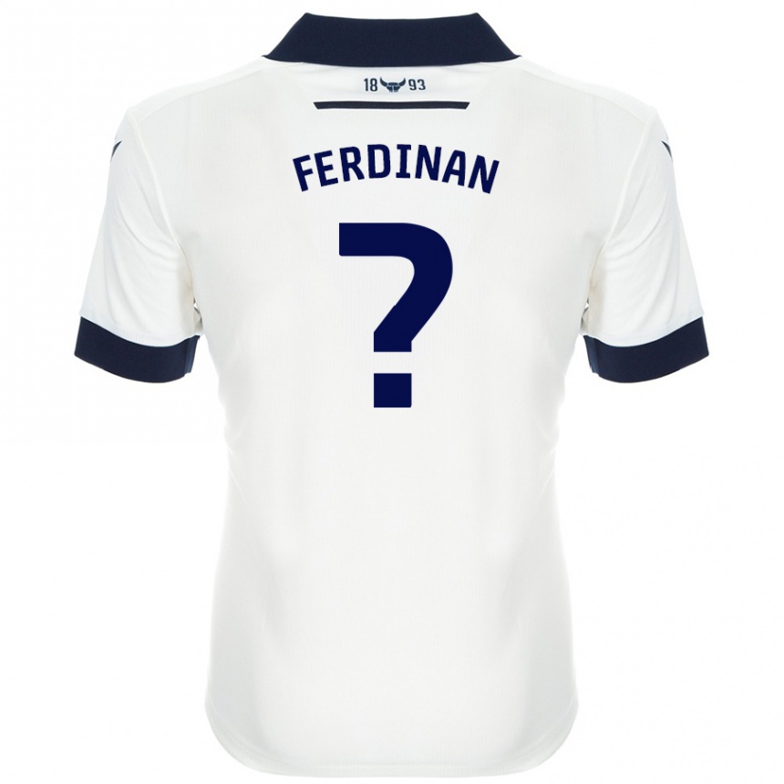 Kids Football Marselino Ferdinan #0 White Navy Blue Away Jersey 2024/25 T-Shirt Canada