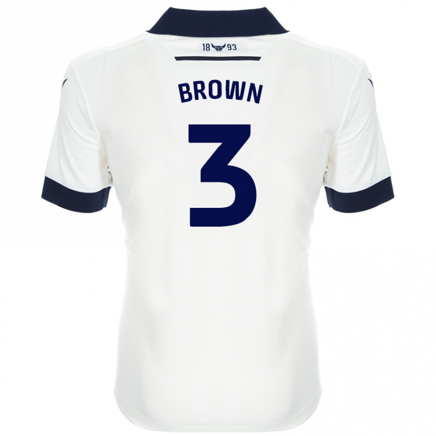 Enfant Football Maillot Ciaron Brown #3 Blanc Bleu Marine Tenues Extérieur 2024/25 Canada